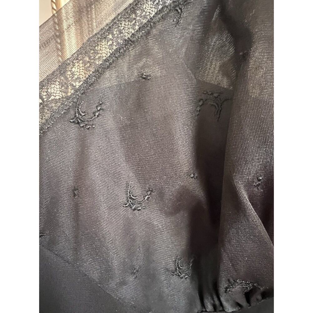 Vintage Seamprufe Sz 38 tall Nylon Black Full Slip Dress 1950's Sissy Pinup - Picture 3 of 7